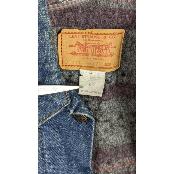 Vintage Levi Straus and Co dark blue jean denim blanket lined trucker jacket 40L - Picture 4 of 6